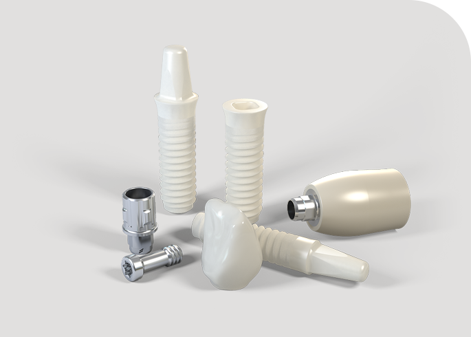 Dieses Bild zeigt Keramikimplantate der MKG Olching